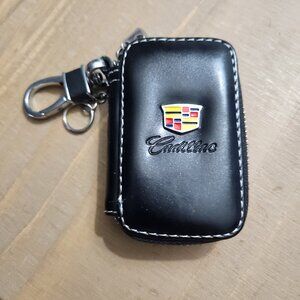 Cadillac Logo Faux Leather Car Key Case Keychain Remote Key Fob Cover
